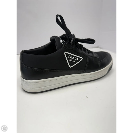Shoes Luxury Designer By Prada In Black & White, Size: 7