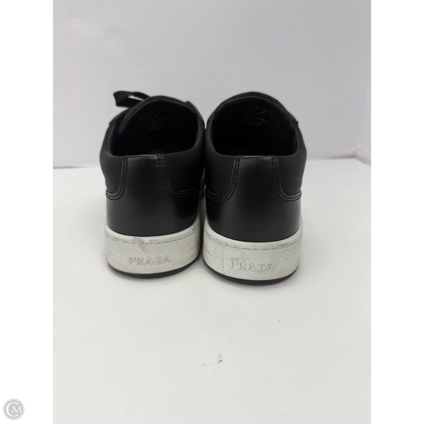 Shoes Luxury Designer By Prada In Black & White, Size: 7