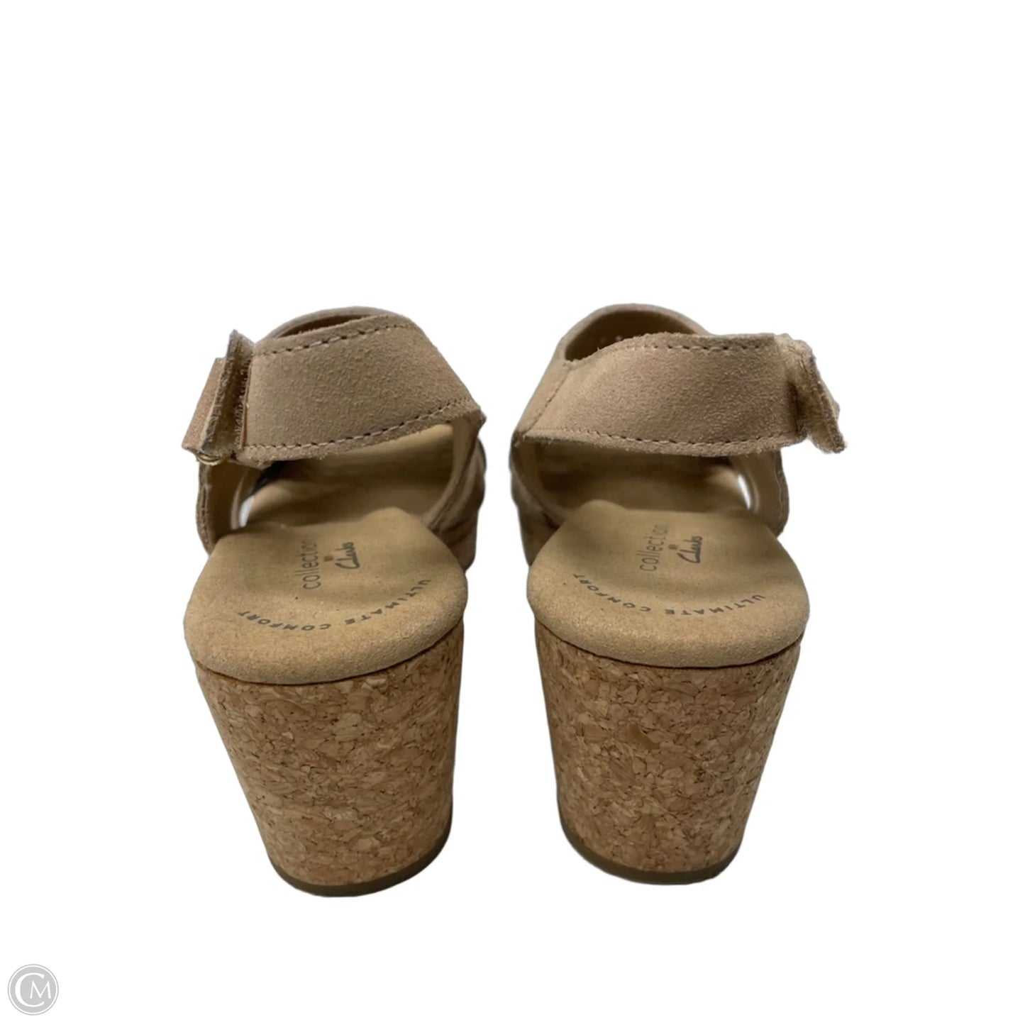 Sandals Heels Platform By Clarks In Tan, Size: 7.5