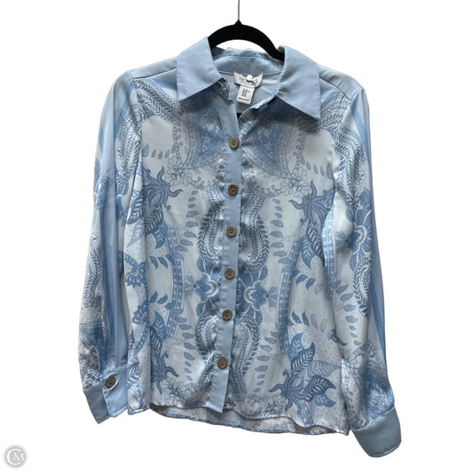 Top Long Sleeve By Rachel Zoe In Blue & White, Size: Xs