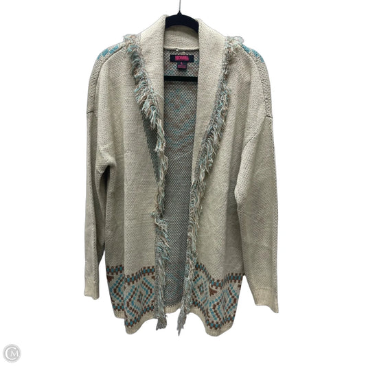 Sweater Cardigan By Rock & Roll In Blue & Tan, Size: L