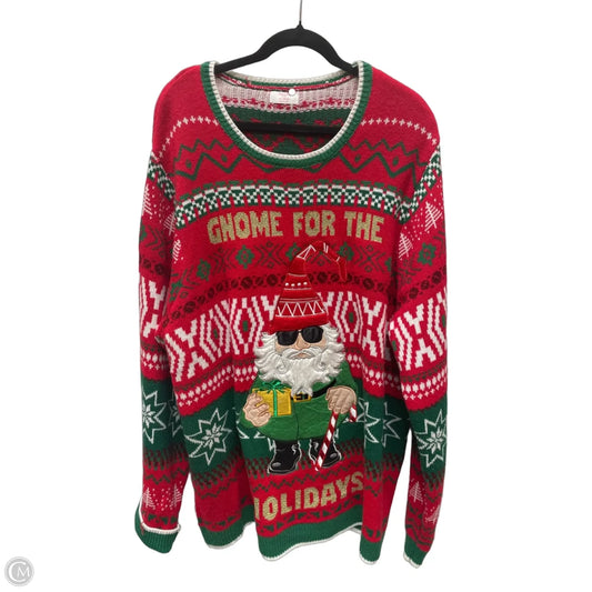 Sweater By Holiday Time In Green & Red, Size: 2x
