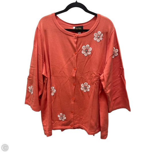 Sweater Cardigan By Bob Mackie Qvc In Coral, Size: 3x
