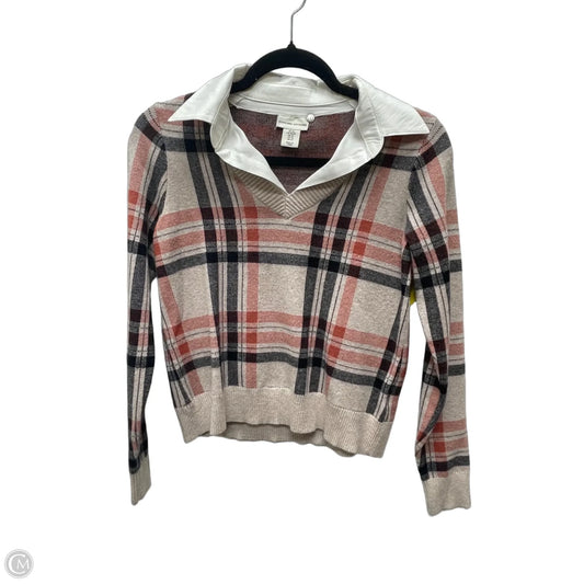 Sweater By Adrienne Vittadini In Plaid Pattern, Size: Xs