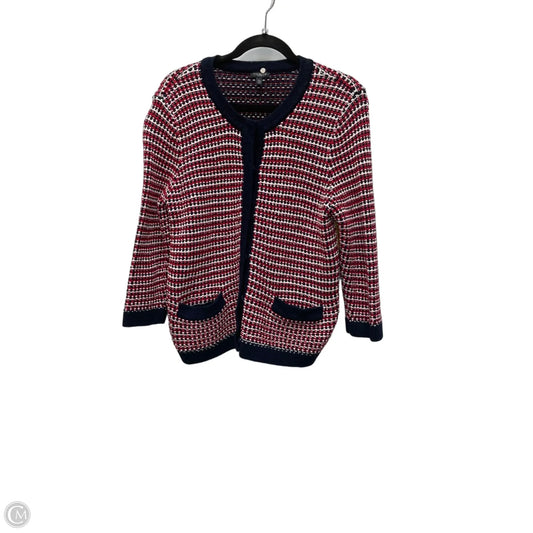 Sweater Cardigan By Talbots In Blue & Red & White, Size: Xlp