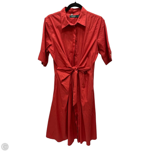 Dress Casual Midi By Lauren By Ralph Lauren In Orange, Size: L