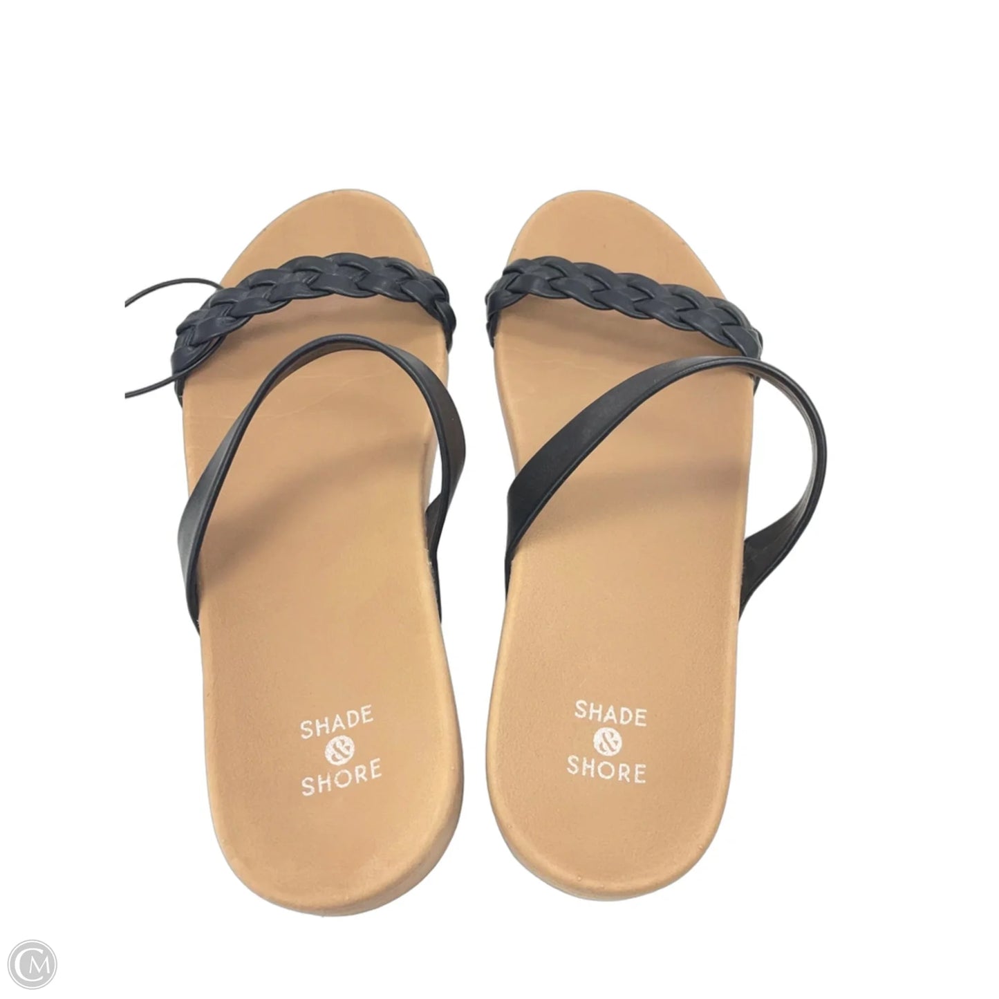 Sandals Flats By Shade & Shore In Black & Brown, Size: 6
