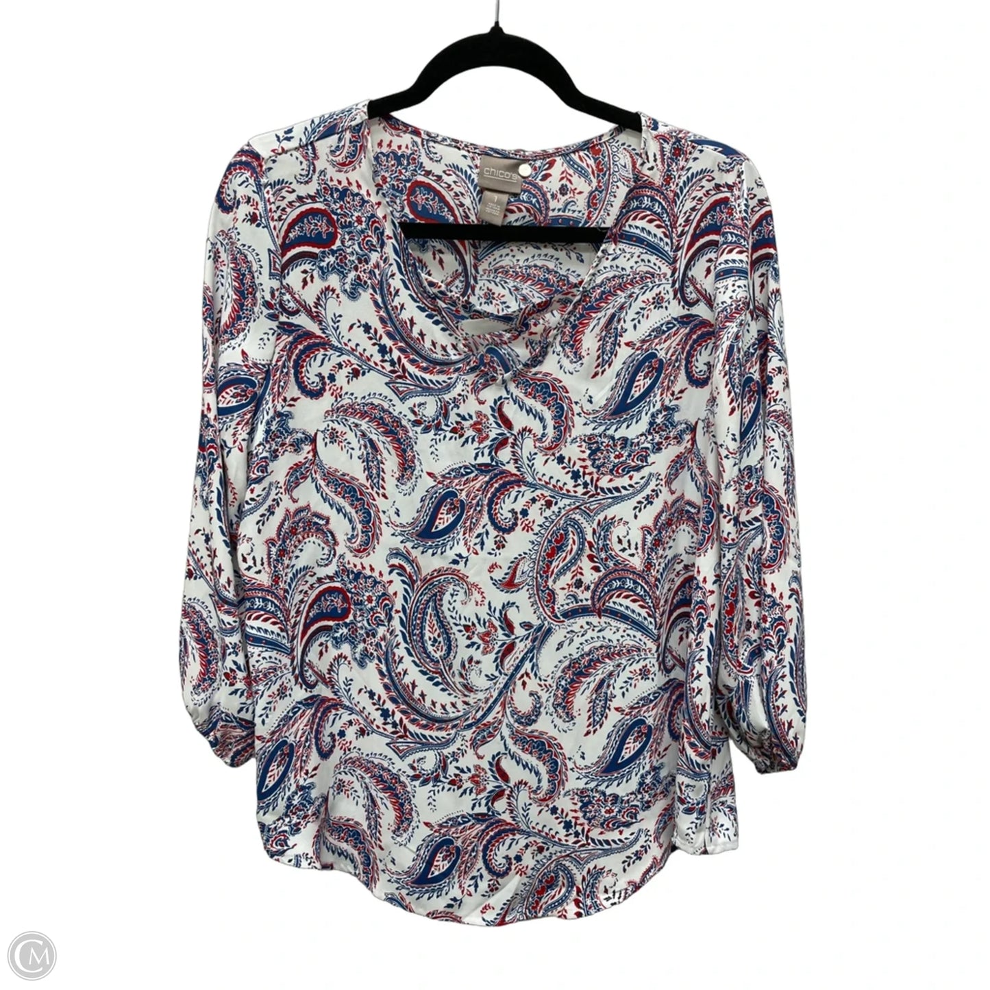 Blouse Long Sleeve By Chicos In Paisley Print, Size: M