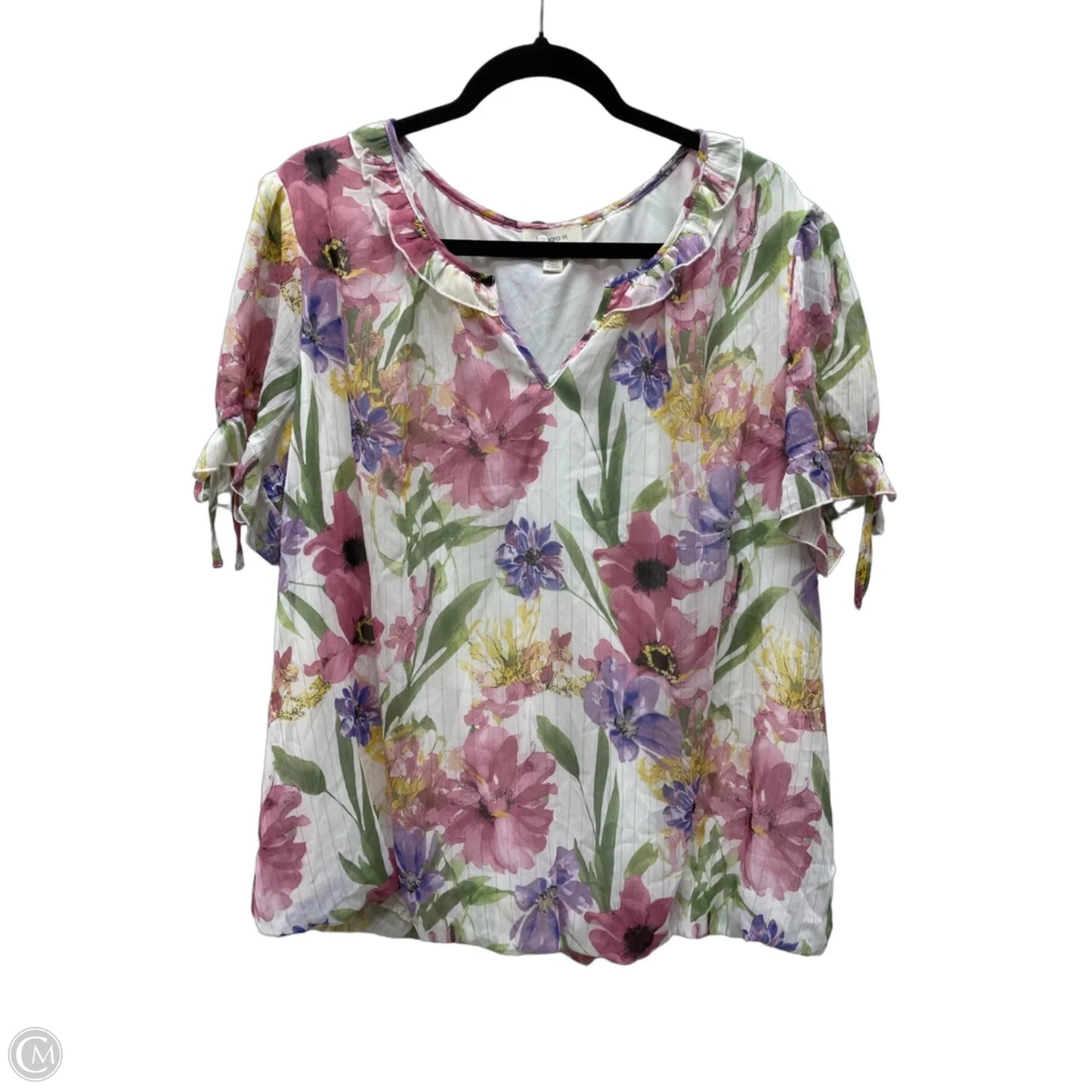 Blouse Short Sleeve By Tamara H In Floral Print, Size: 2x