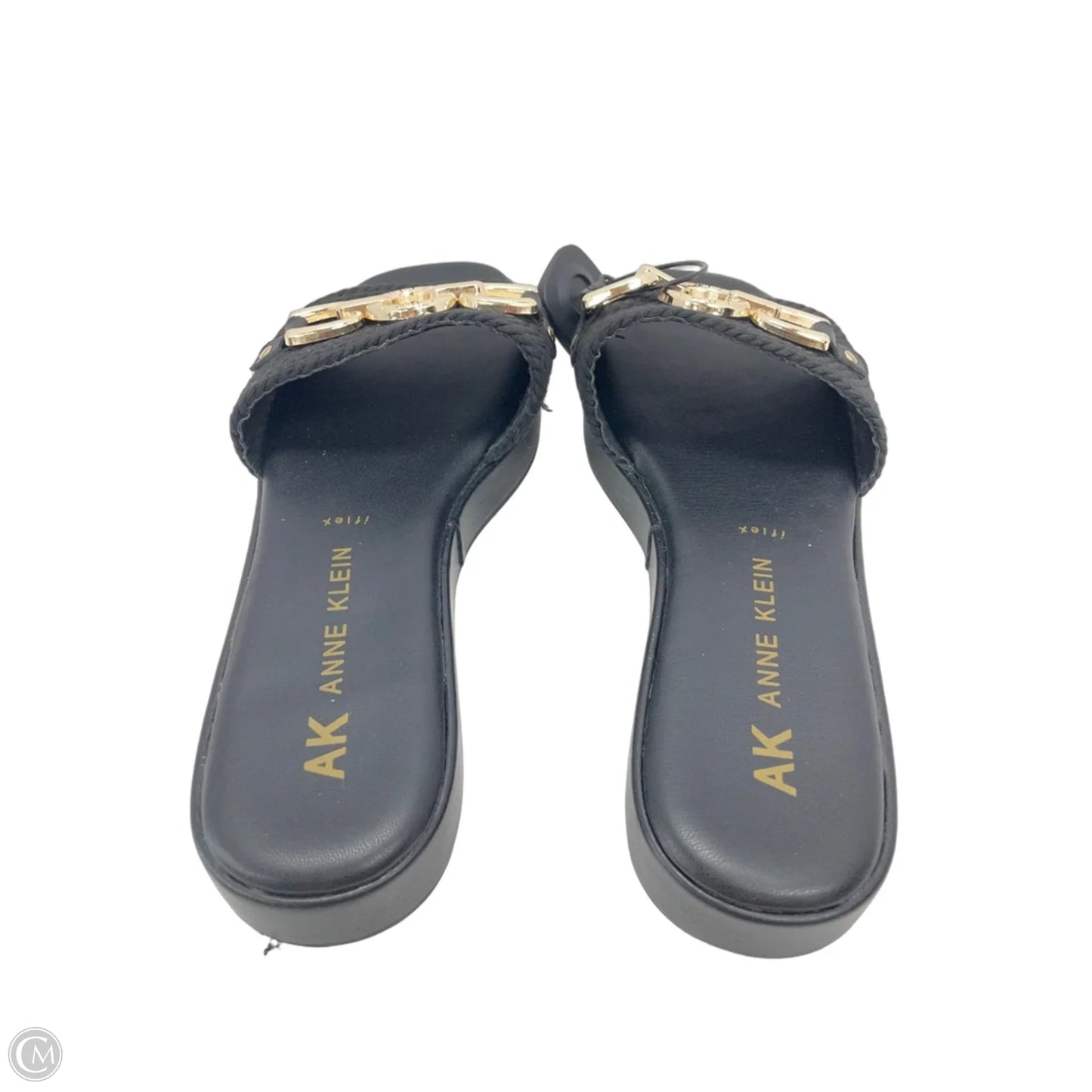 Sandals Heels Platform By Anne Klein In Black & Gold, Size: 8