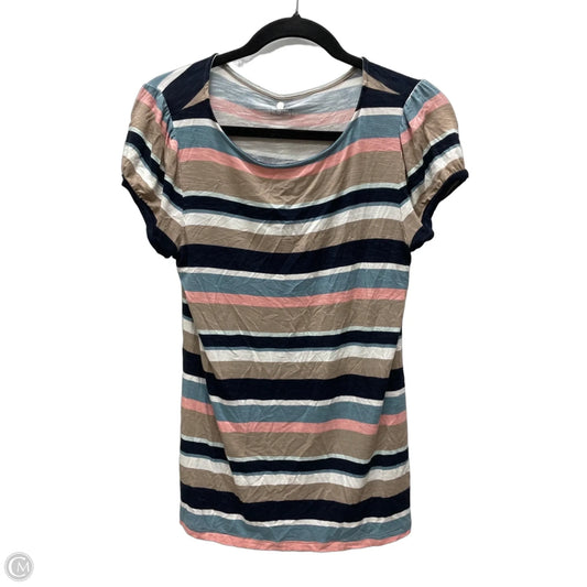 Top Short Sleeve By Loft In Striped Pattern, Size: M