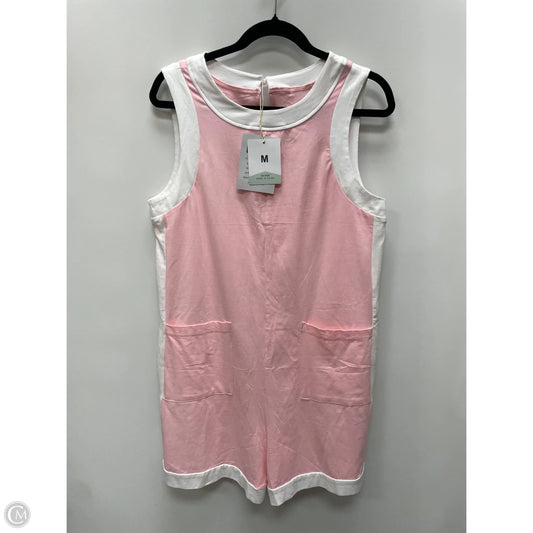 Romper By Clothes Mentor In Pink & White, Size: M