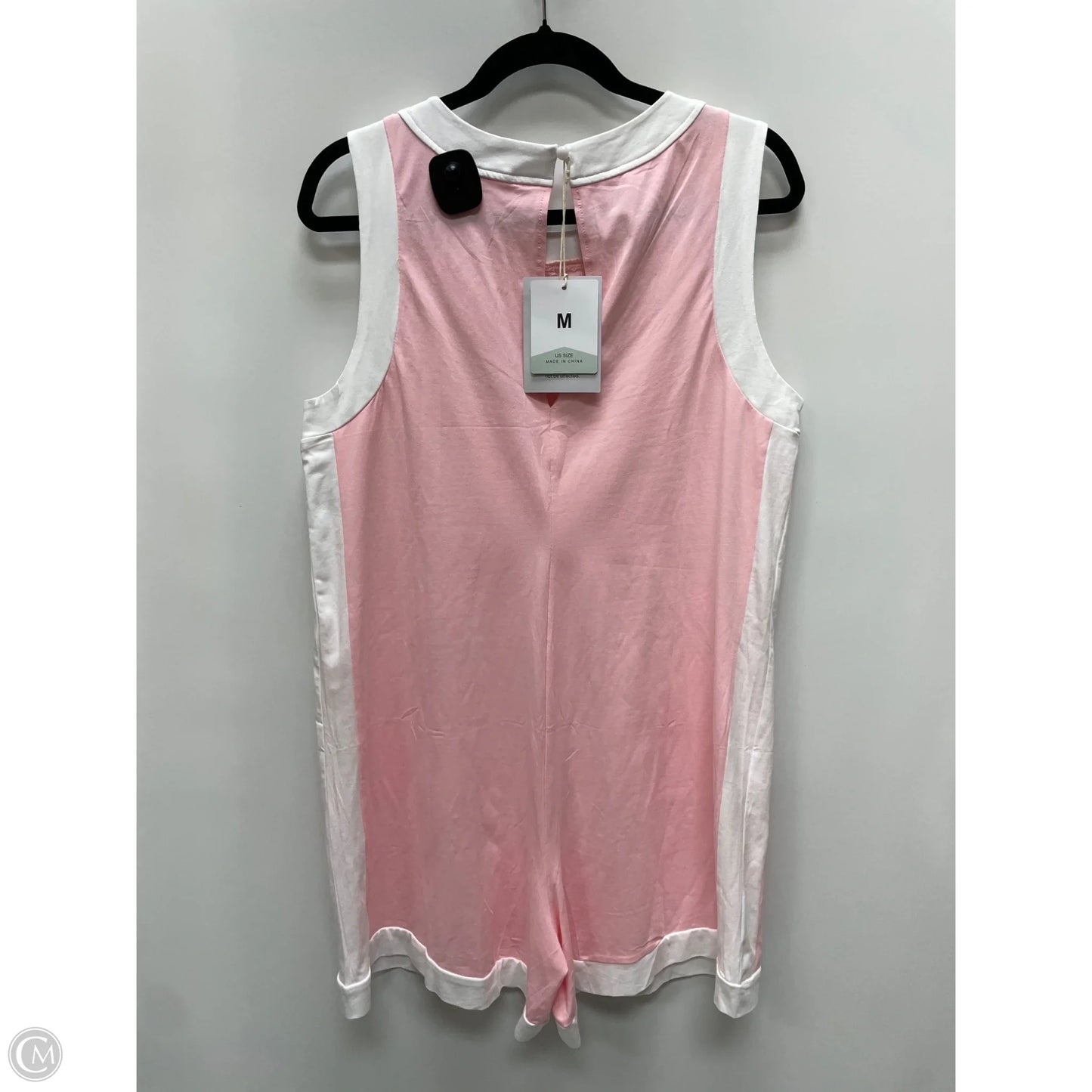 Romper By Clothes Mentor In Pink & White, Size: M
