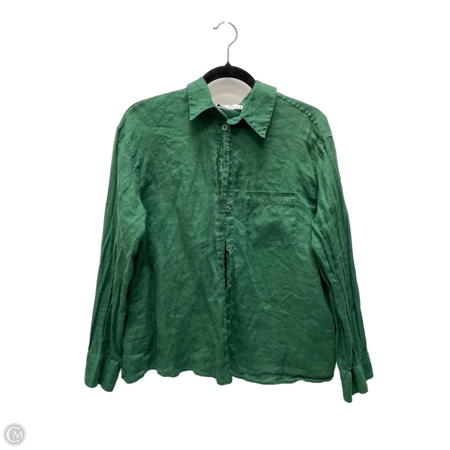 Top Long Sleeve By Zara In Green, Size: L
