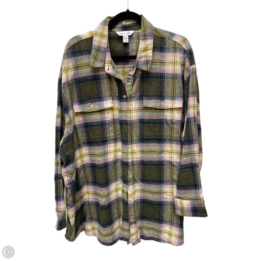 Top Long Sleeve By Old Navy In Plaid Pattern, Size: 3x