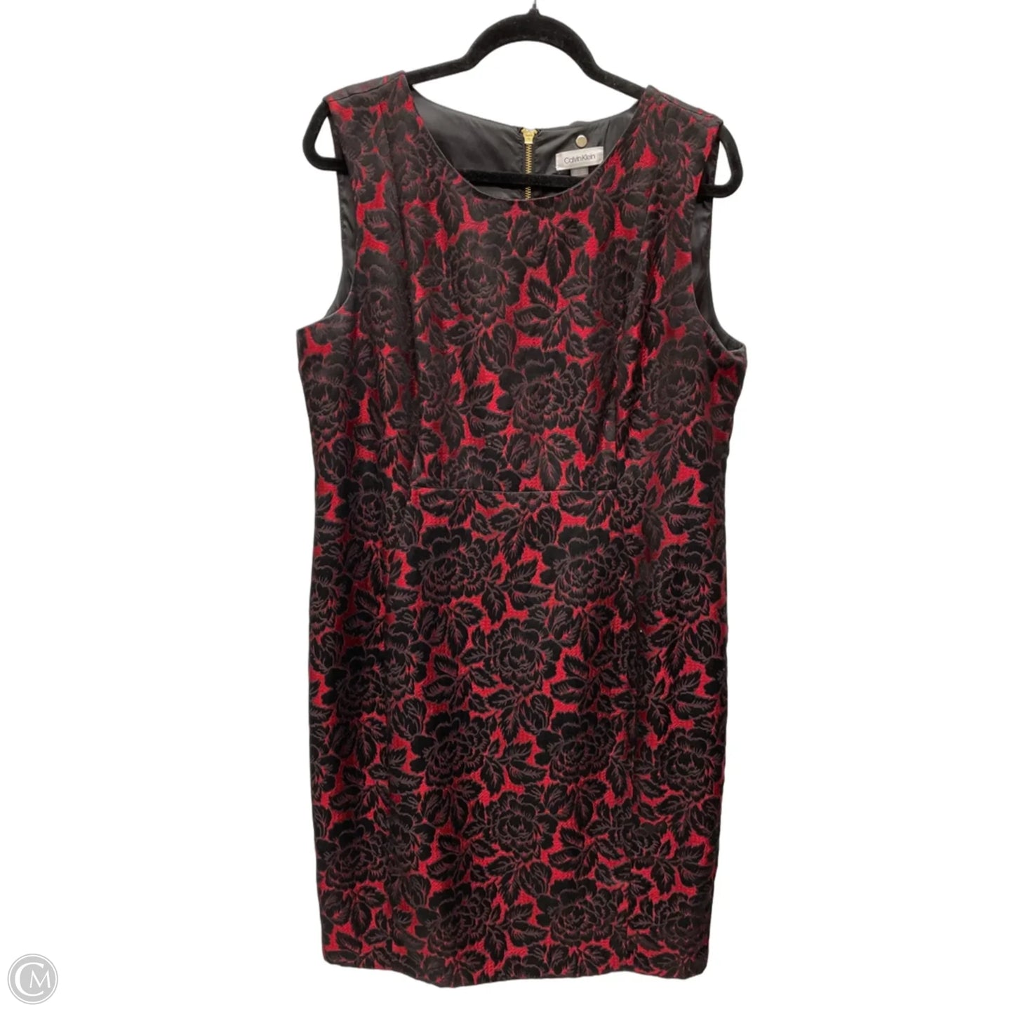 Dress Work By Calvin Klein In Black & Red, Size: Xl