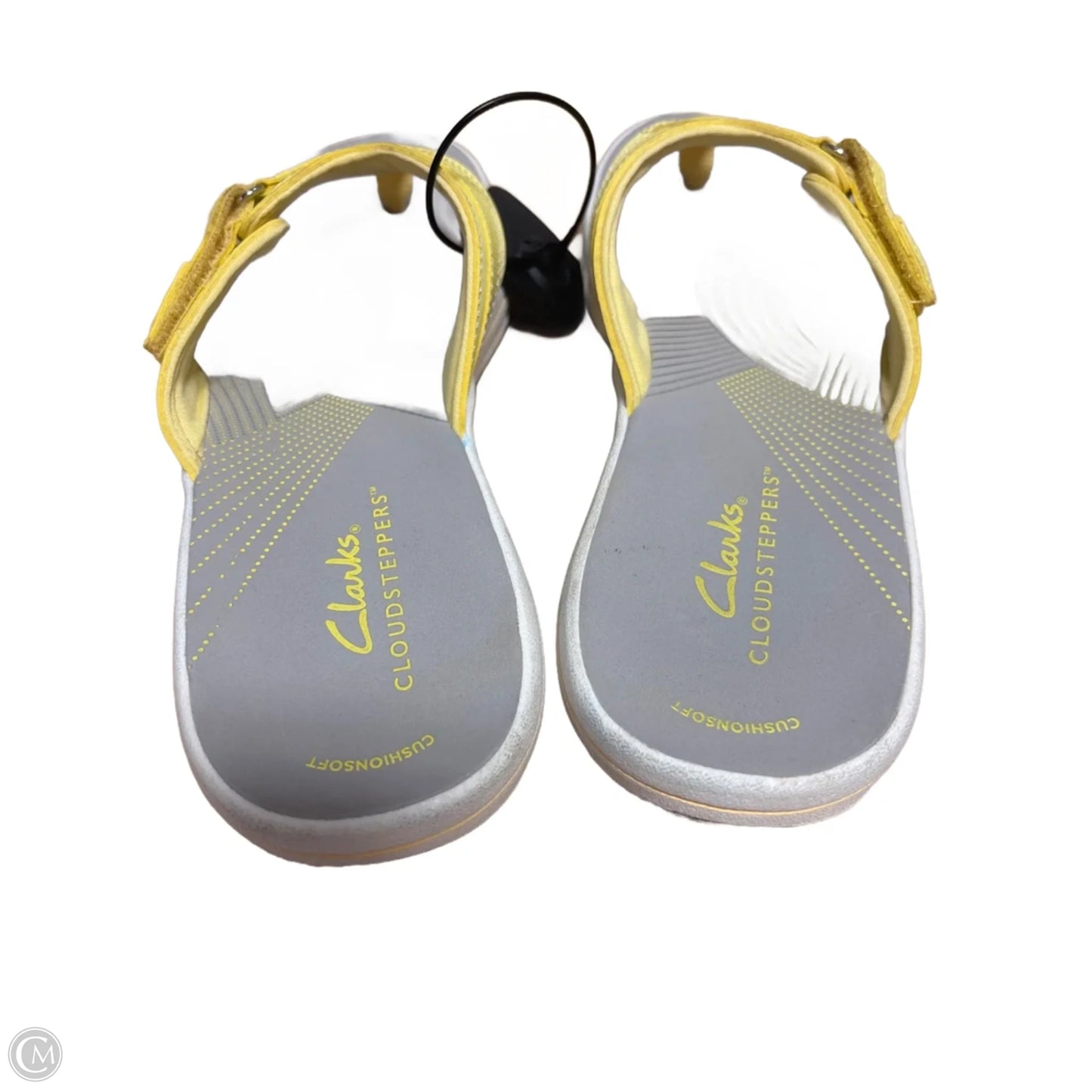Sandals Flats By Clarks In Grey & Yellow, Size: 8