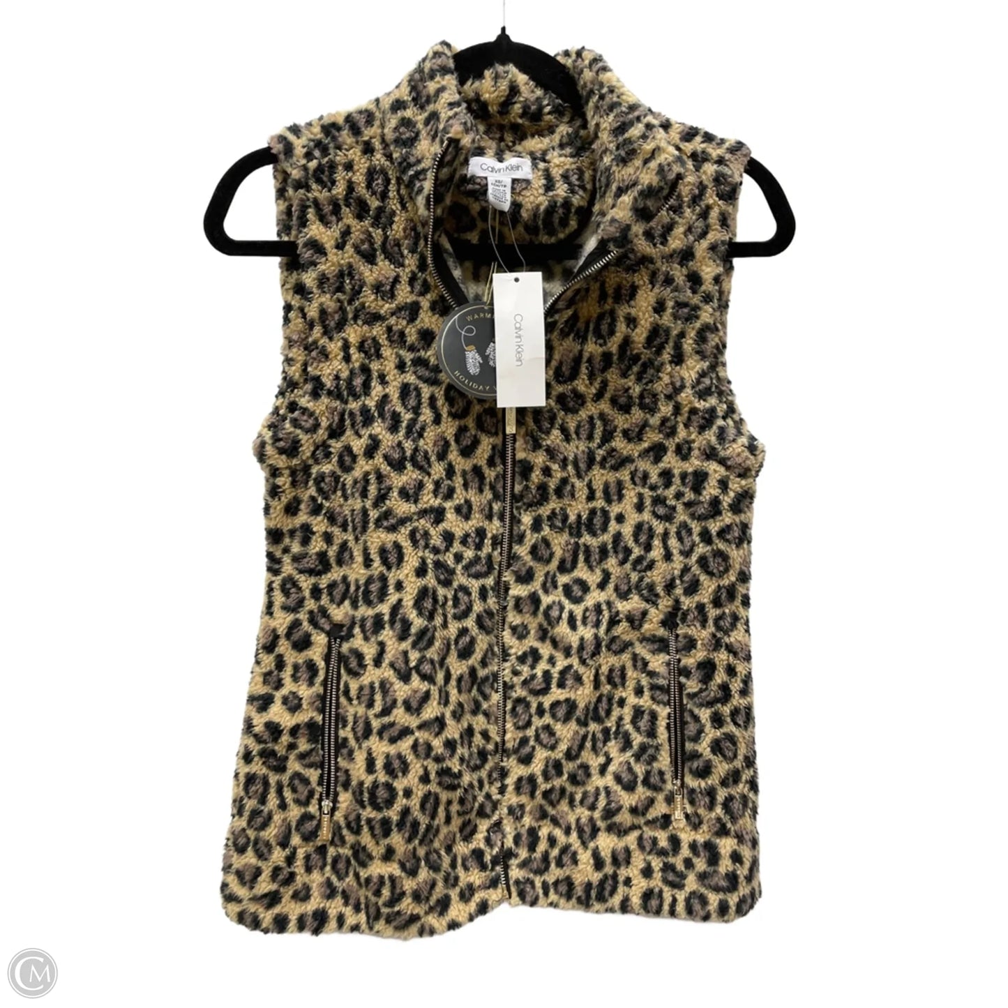 Vest Faux Fur & Sherpa By Calvin Klein In Animal Print, Size: Xs