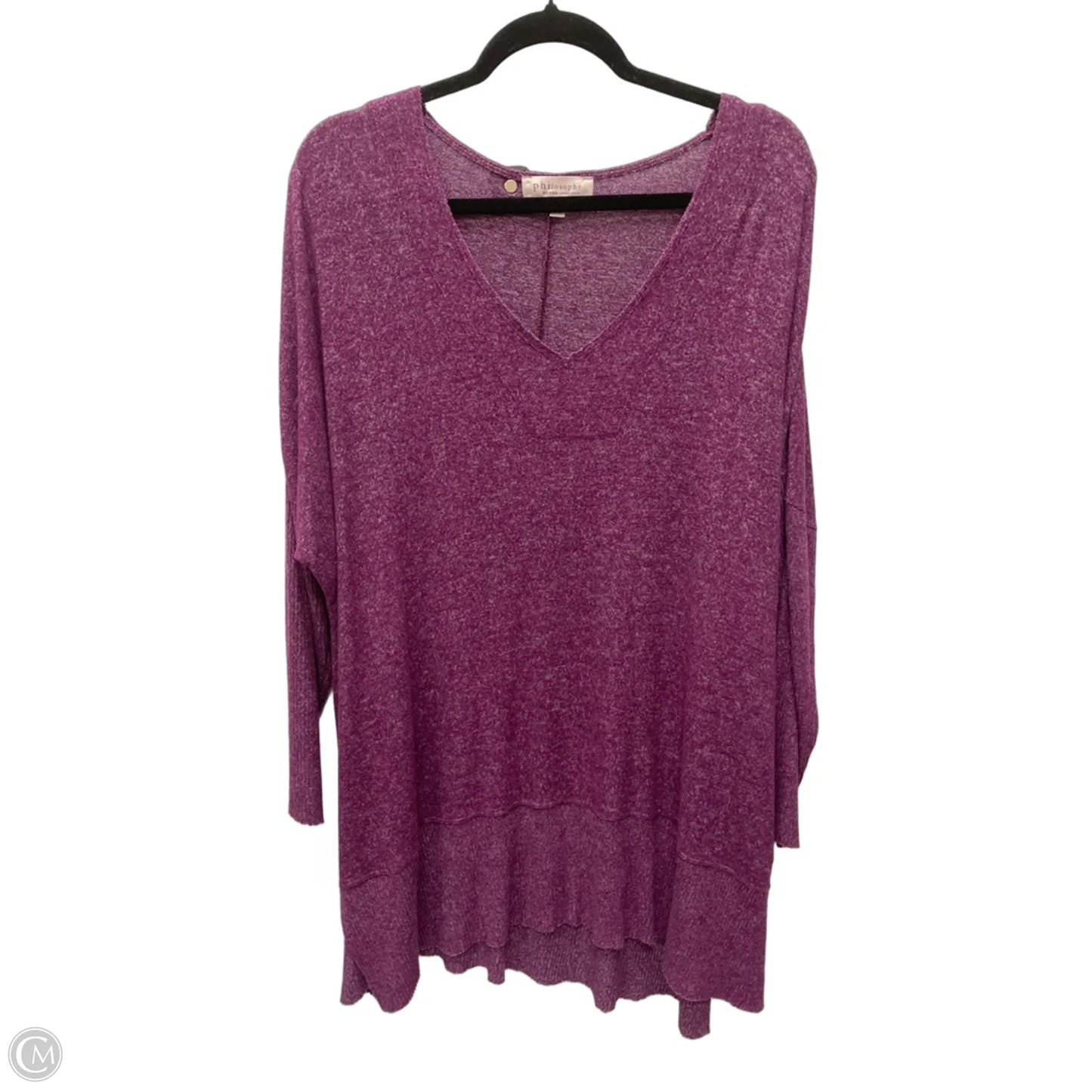 Tunic Long Sleeve By Philosophy In Purple, Size: 1x