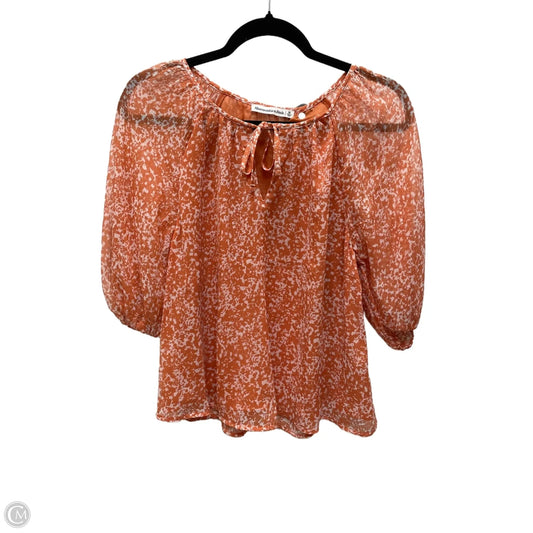 Blouse Short Sleeve By Abercrombie And Fitch In Orange & White, Size: M