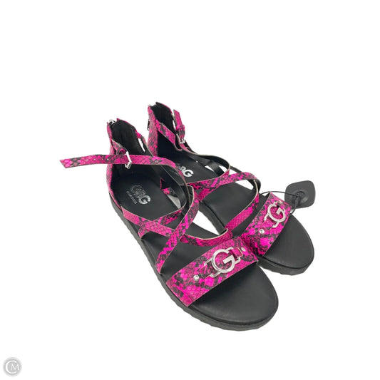 Sandals Flats By G By Guess In Snakeskin Print, Size: 8.5