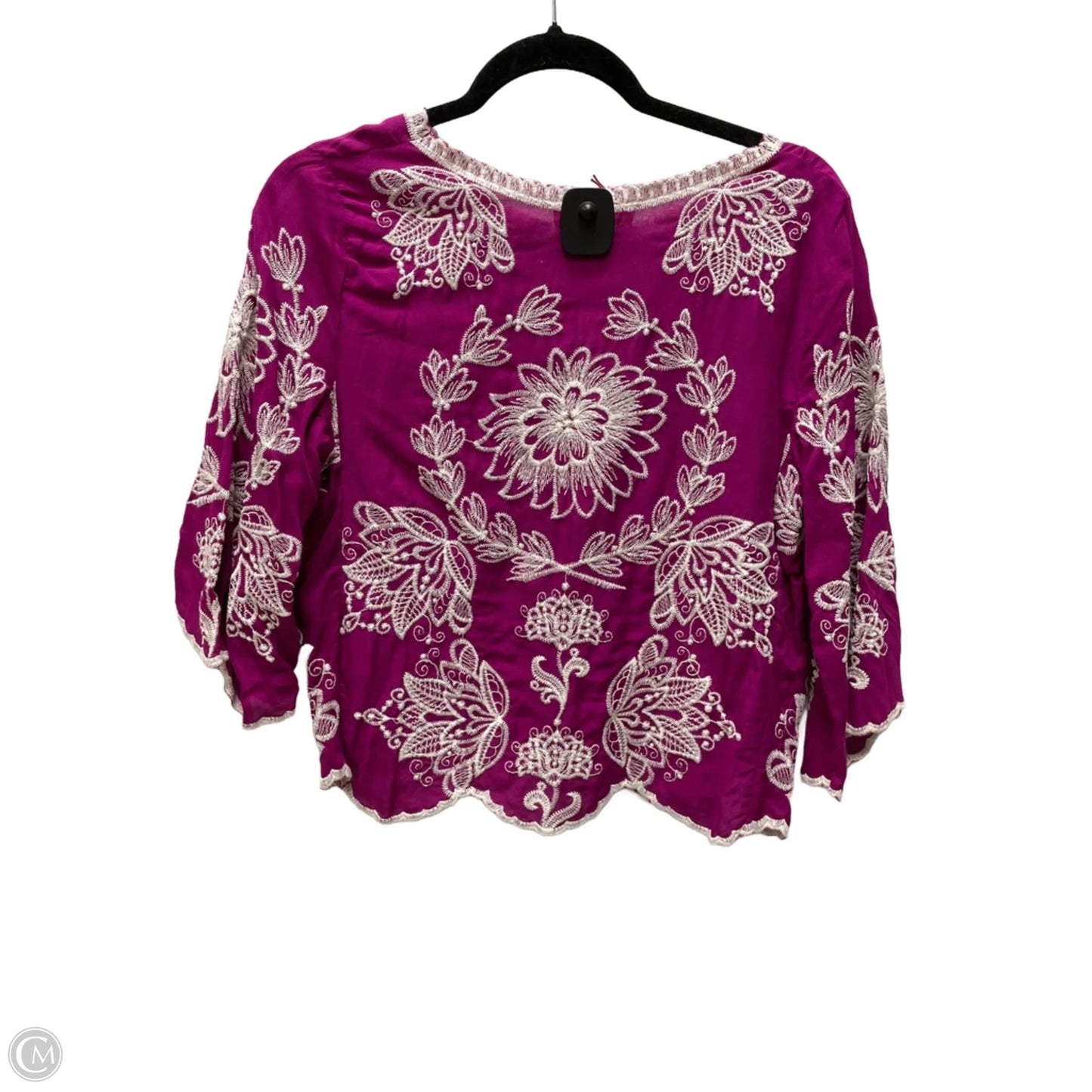 Top Short Sleeve By Solitaire In Cream & Purple, Size: S