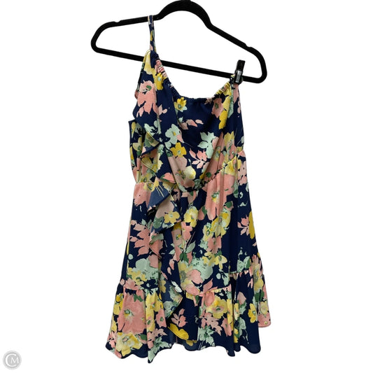Dress Casual Short By Kaari Blue In Floral Print, Size: M