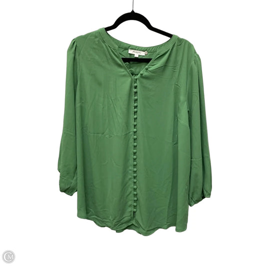 Blouse 3/4 Sleeve By Monday Fun In Green, Size: 1x