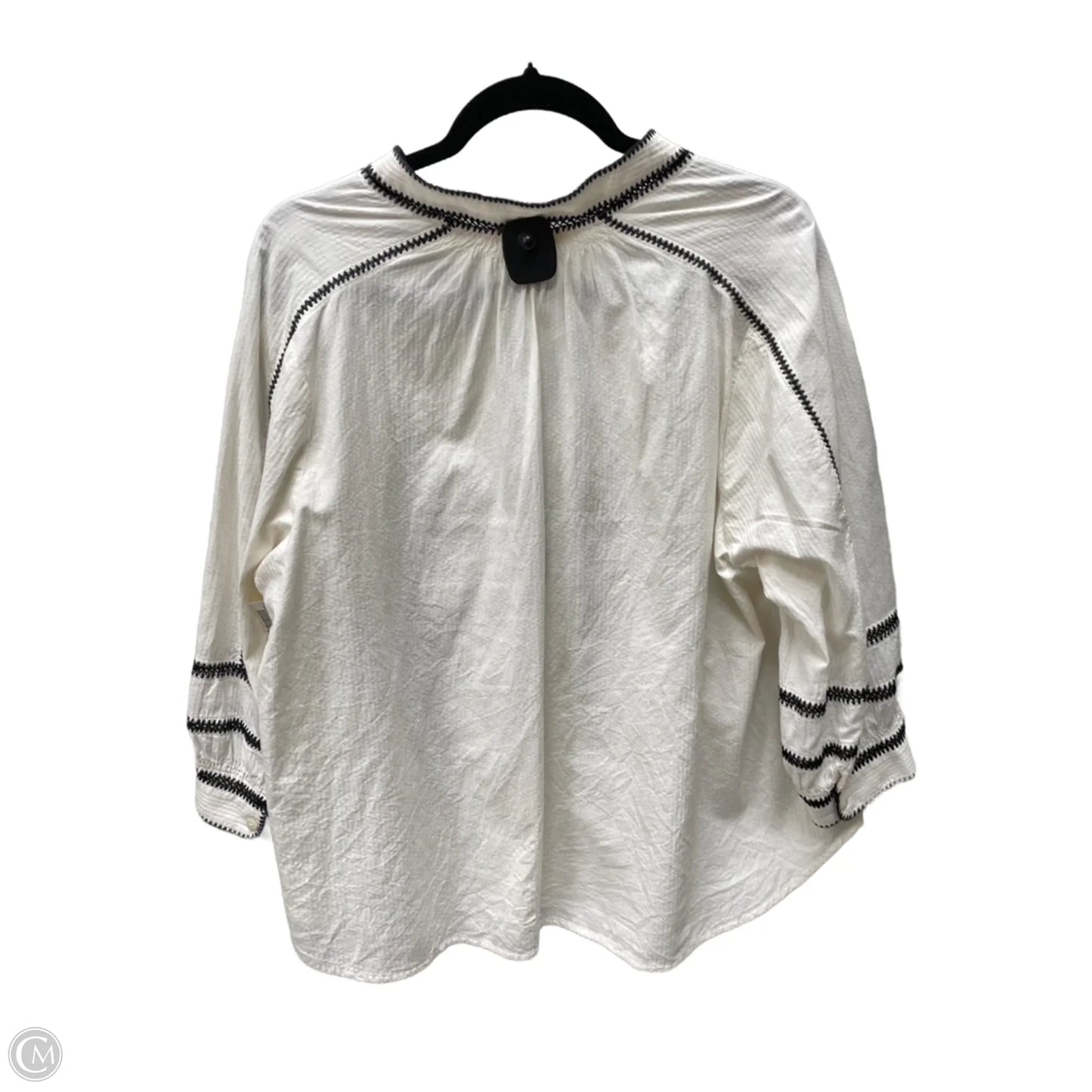 Top Long Sleeve By Pure Jill In Black & Cream, Size: Xl