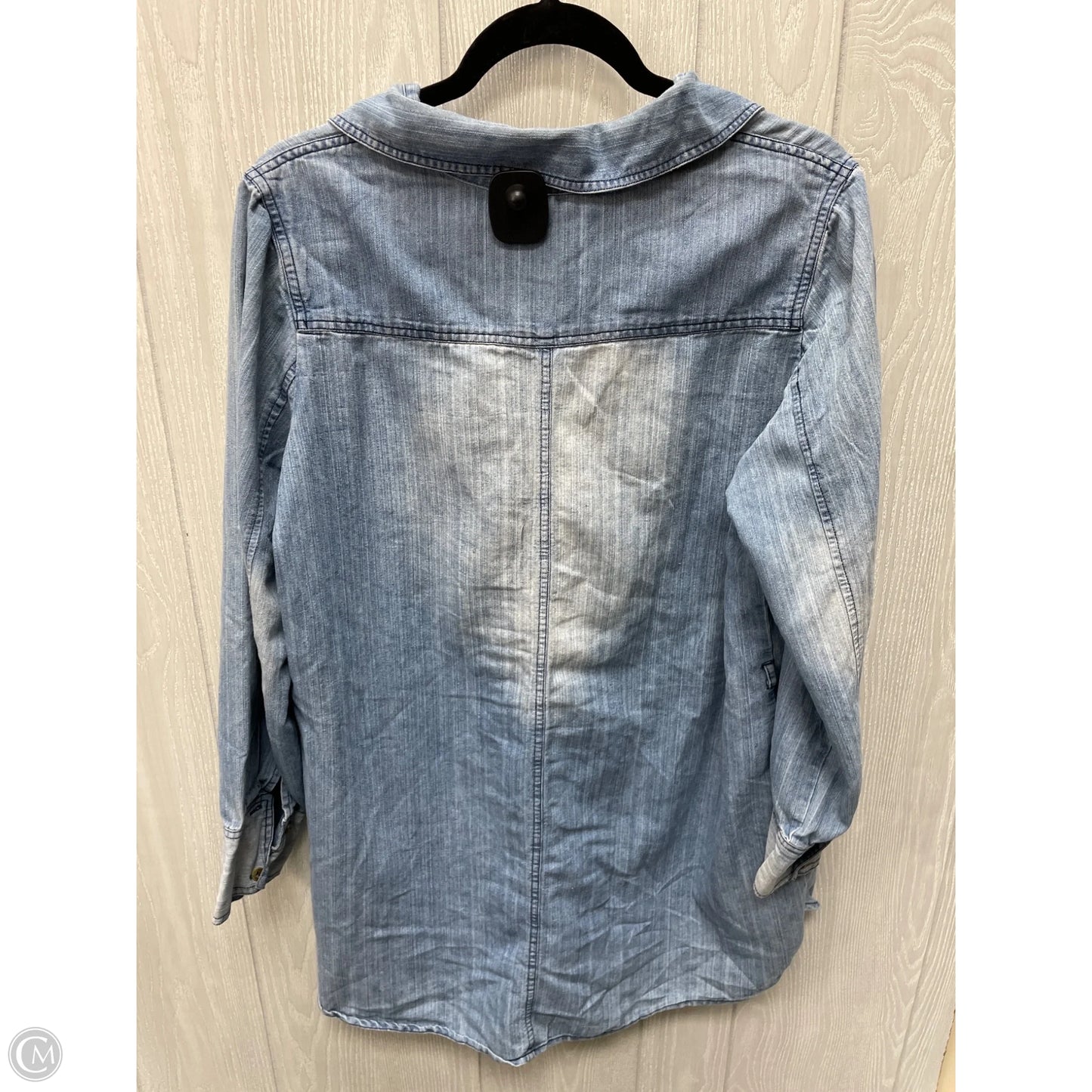 Top Long Sleeve By Zenobia In Blue Denim, Size: 1x