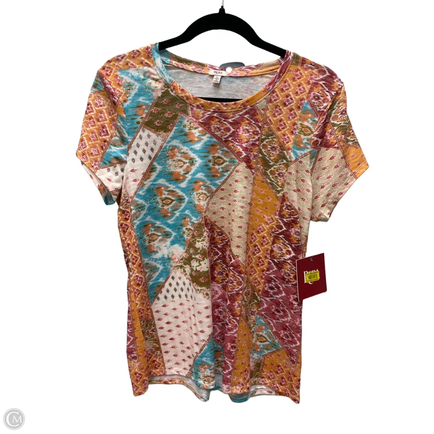 Top Short Sleeve By Reba In Floral Print, Size: L