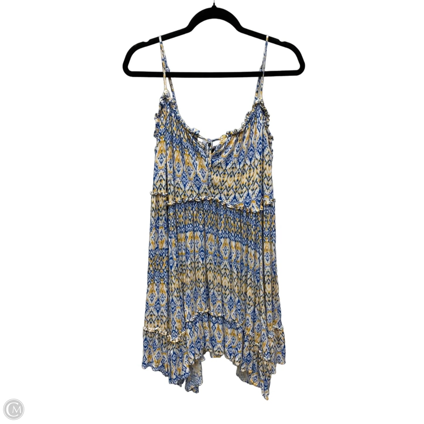 Dress Short By Scoop In Blue & Yellow, Size: 16