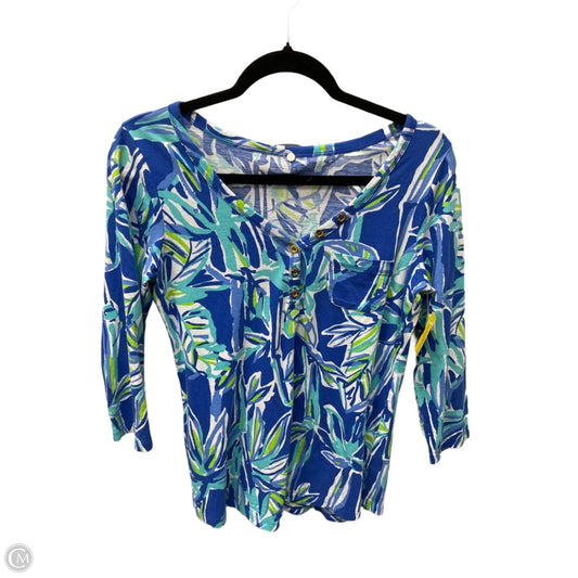 Top 3/4 Sleeve Designer By Lilly Pulitzer In Floral Print, Size: S