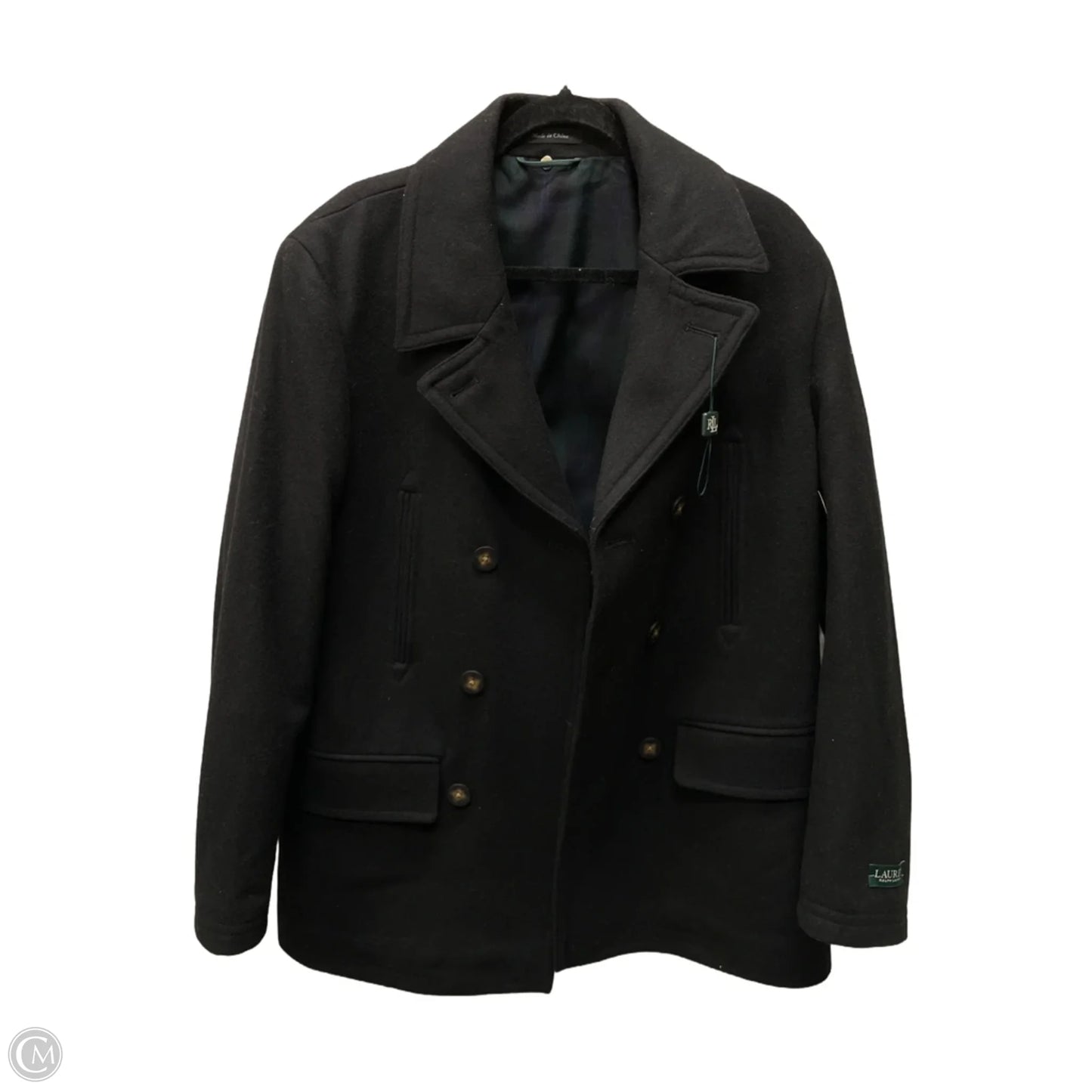 Coat Peacoat By Ralph Lauren In Black, Size: L