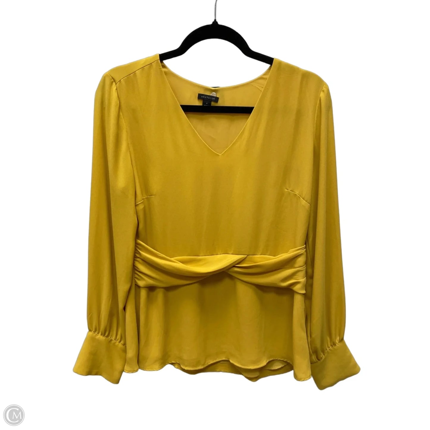 Blouse Long Sleeve By Ann Taylor In Yellow, Size: S
