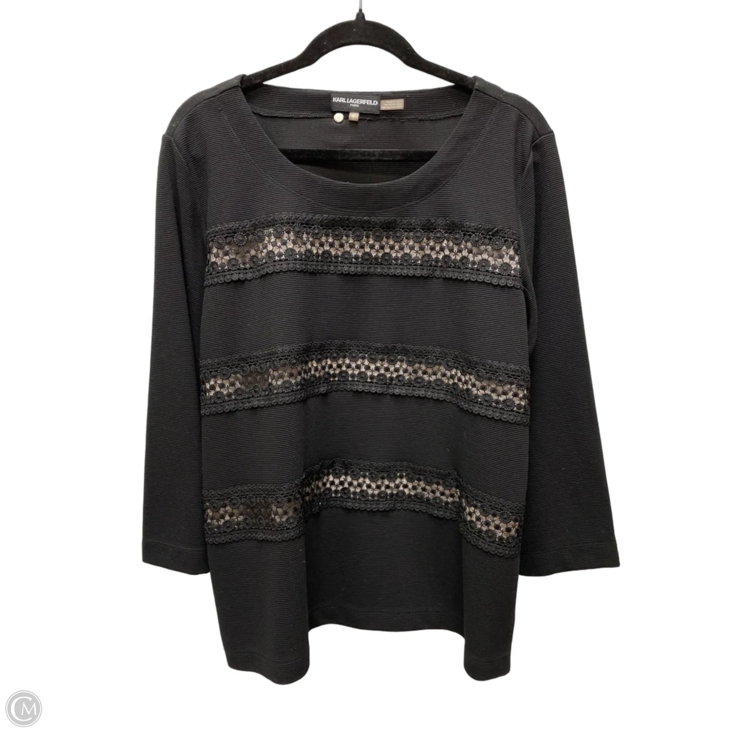 Top Long Sleeve Designer By Karl Lagerfeld In Floral Print, Size: L