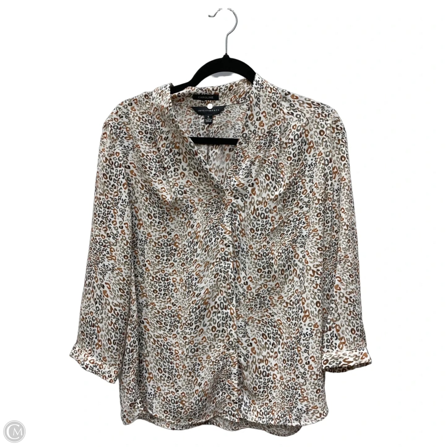 Blouse Long Sleeve By Investments In Animal Print, Size: S