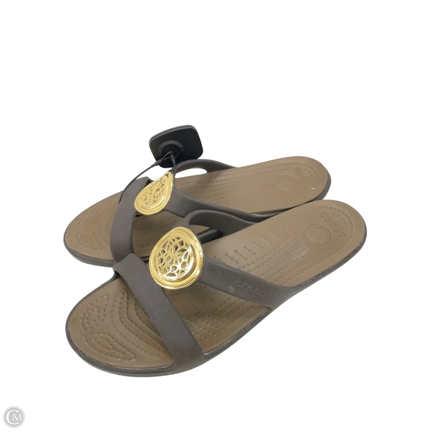 Sandals Flats By Crocs In Brown, Size: 8