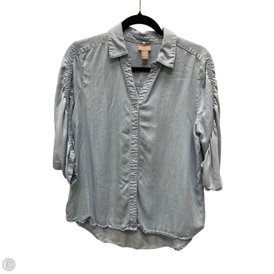 Top 3/4 Sleeve By Chicos In Blue Denim, Size: M