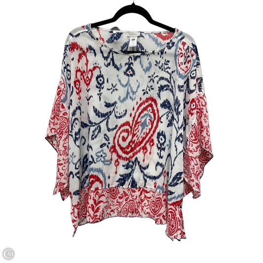 Blouse Short Sleeve By Multiples In Multi-colored, Size: 1x