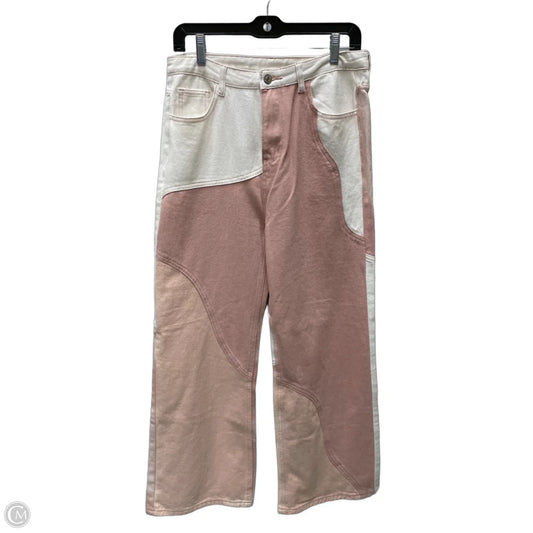 Jeans Wide Leg By Cider In Pink & White, Size: 8