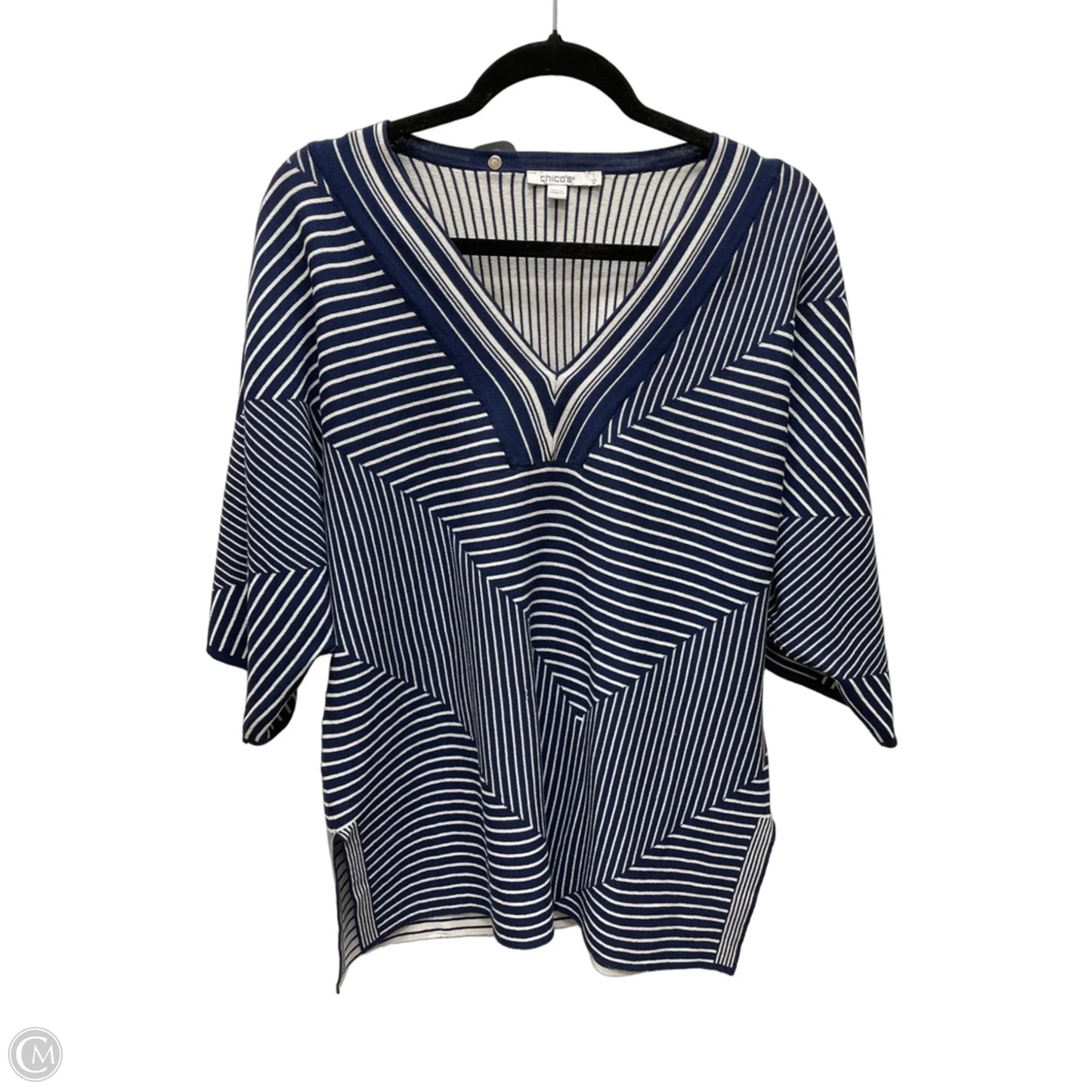 Sweater By Chicos In Striped Pattern, Size: M