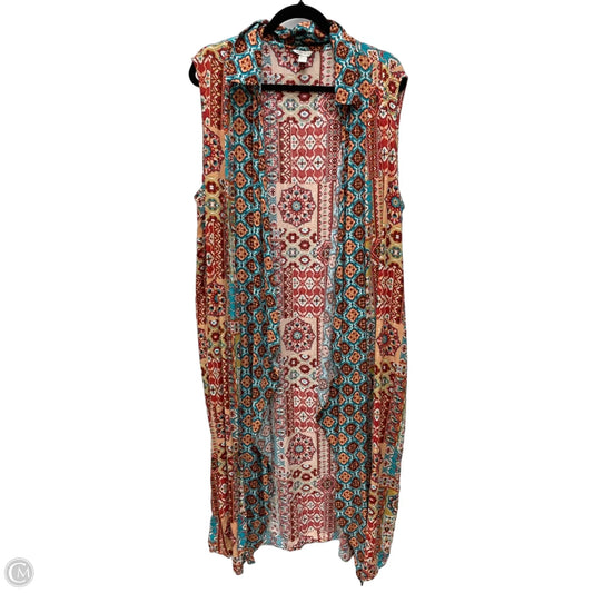 Cardigan By Cato In Floral Print, Size: 3x