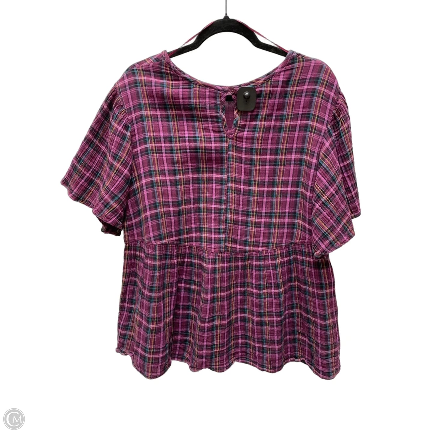 Top Short Sleeve By Terra & Sky In Plaid Pattern, Size: 3x