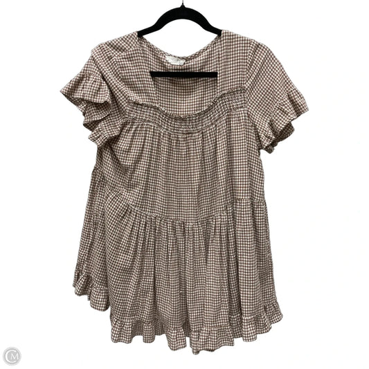 Top Short Sleeve By Easel In Checkered Pattern, Size: M
