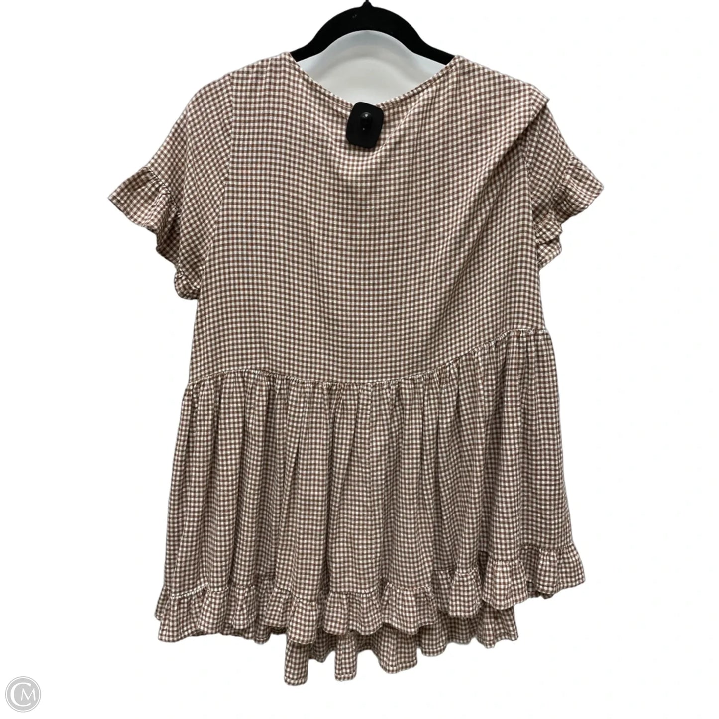 Top Short Sleeve By Easel In Checkered Pattern, Size: M
