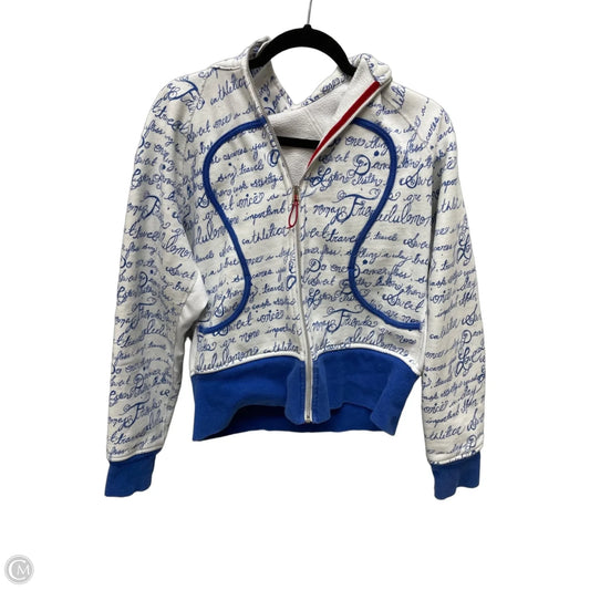 Athletic Sweatshirt Hoodie By Lululemon In Blue & White, Size: M