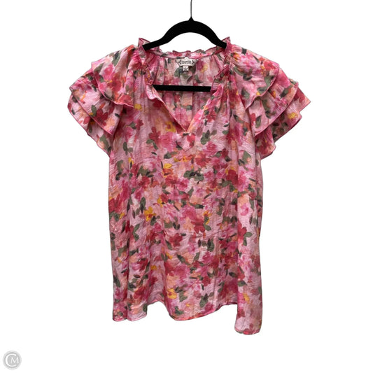 Top Short Sleeve By Nanette By Nanette Lepore In Floral Print, Size: L