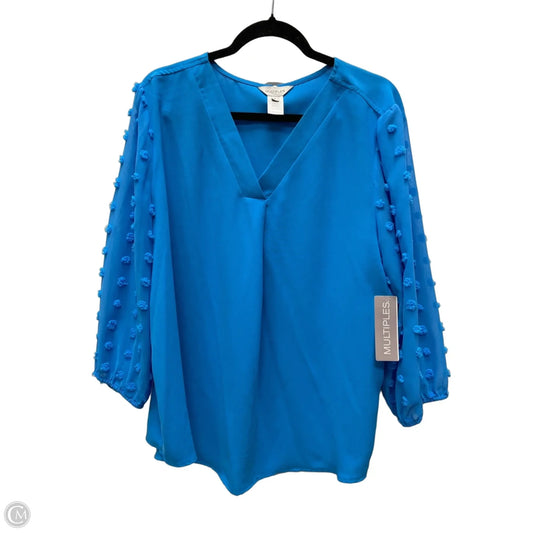 Blouse 3/4 Sleeve By Multiples In Blue, Size: Xl