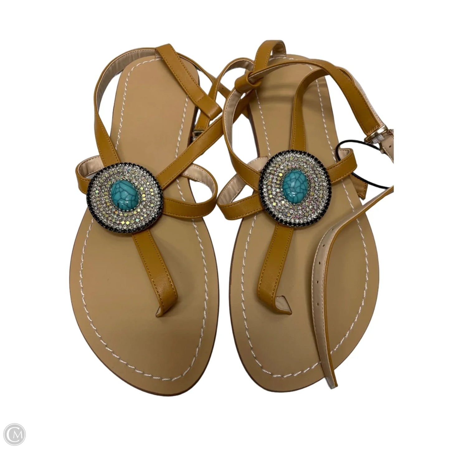Sandals Flats By Clothes Mentor In Tan, Size: 10